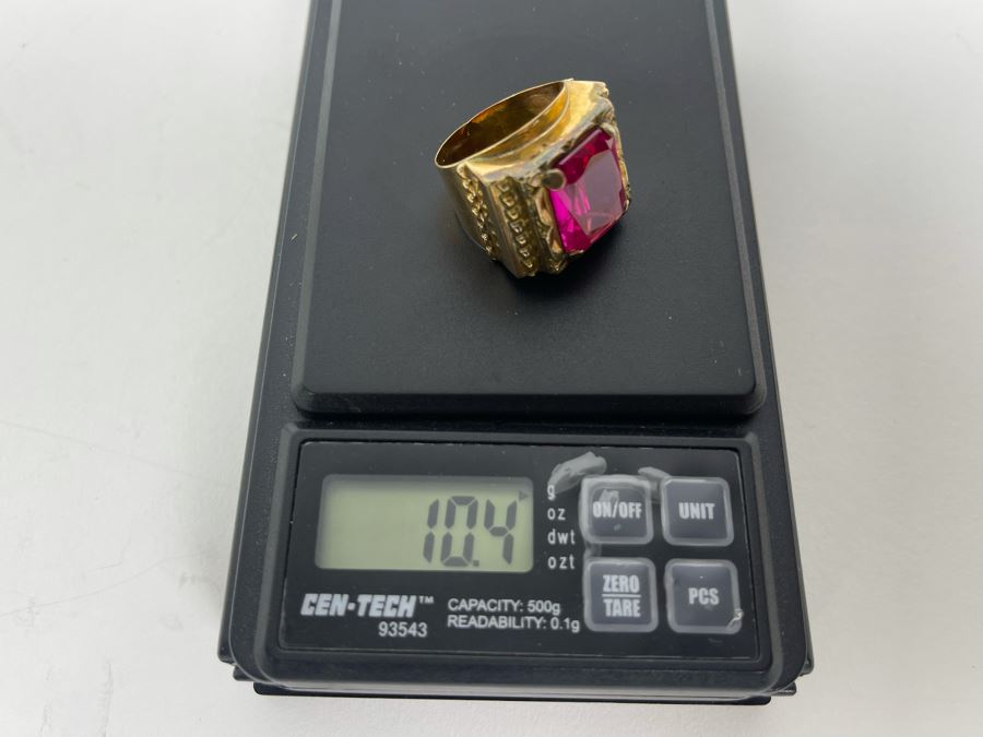 18K Gold Synthetic Sapphire Ring Size 9 10.4g FMV $300 Retail $900 [Photo 15]