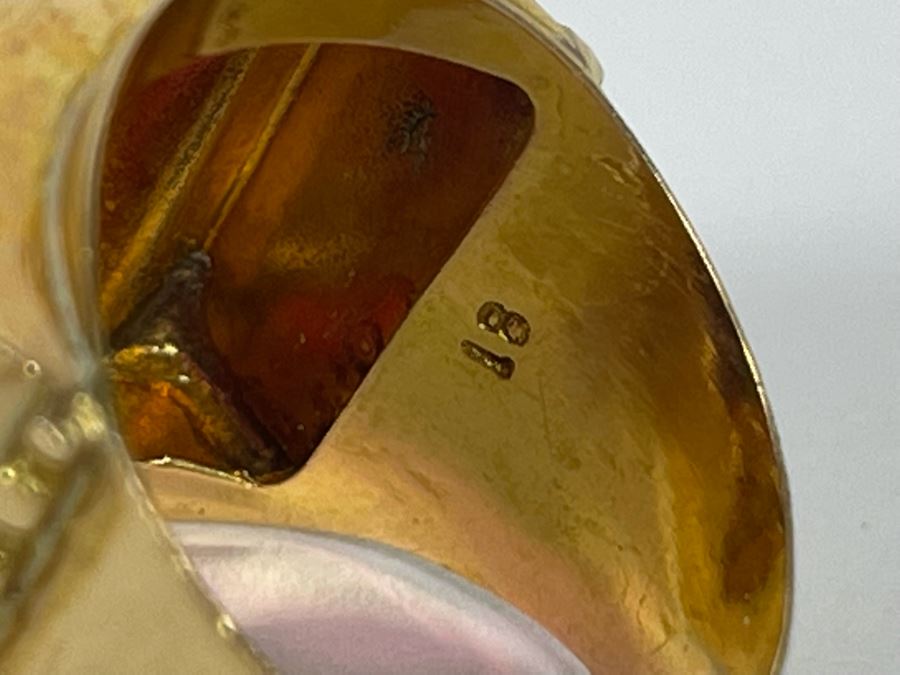 18K Gold Synthetic Sapphire Ring Size 9 10.4g FMV $300 Retail $900 [Photo 13]