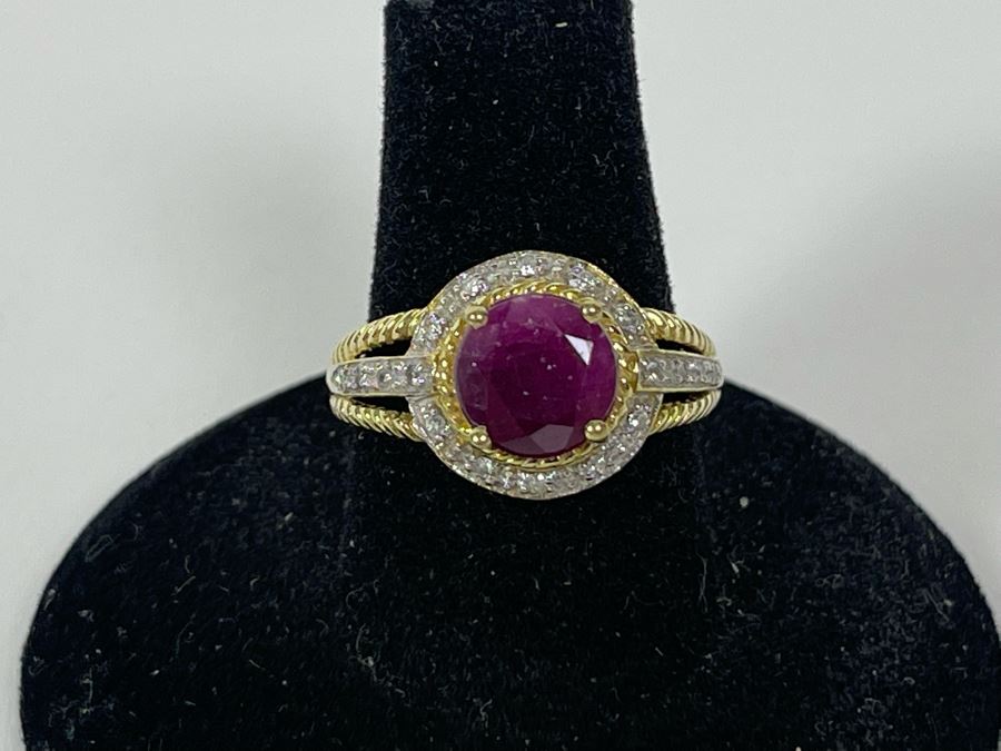 10K Gold Ruby Diamond Ring Size 7 3.1g [Photo 1]