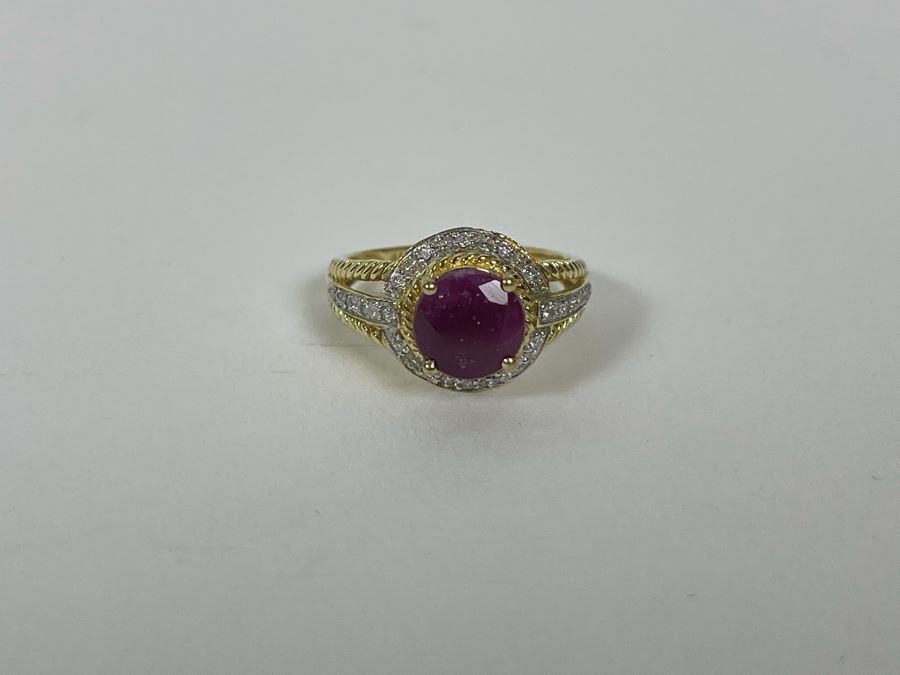 10K Gold Ruby Diamond Ring Size 7 3.1g [Photo 10]