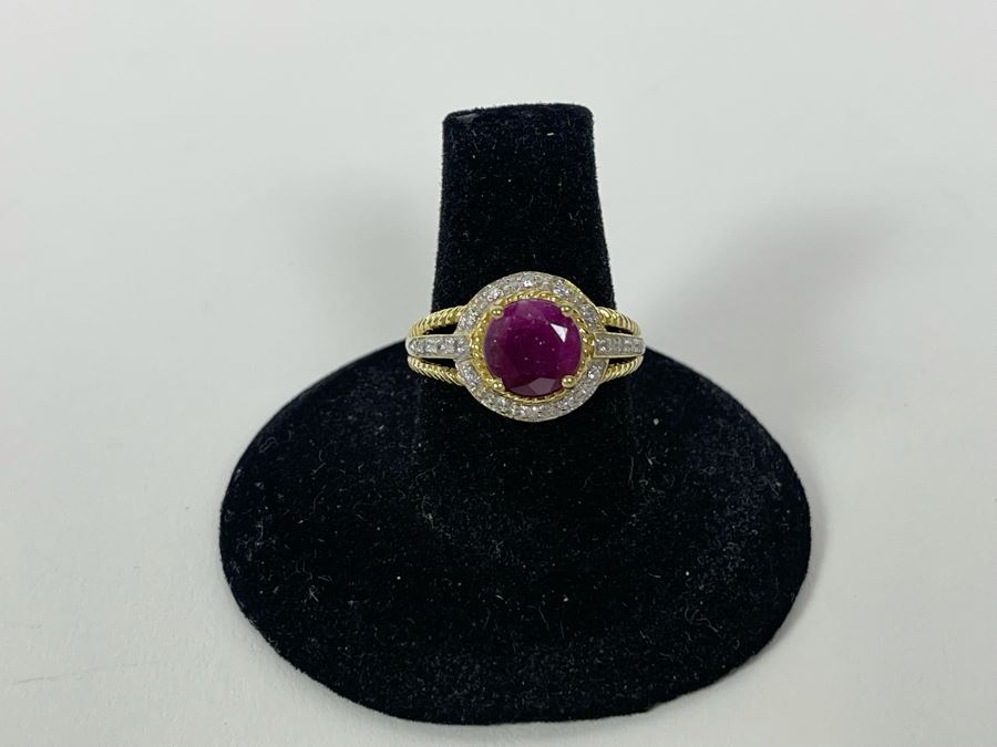 10K Gold Ruby Diamond Ring Size 7 3.1g [Photo 8]