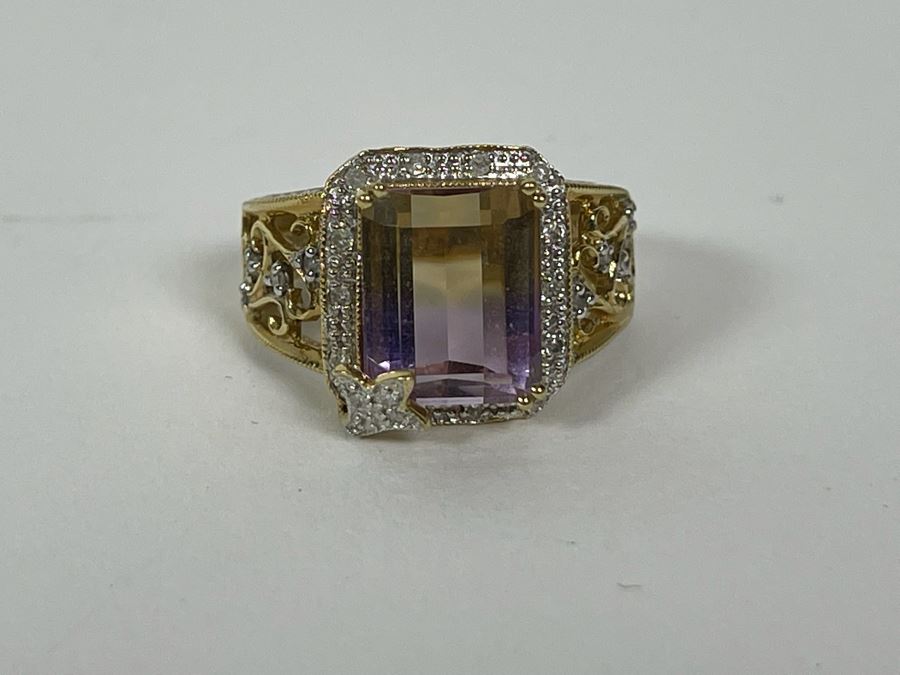 10K Gold Ametrine Diamond Ring Size 7 5g FMV $225 Retail $675 [Photo 12]
