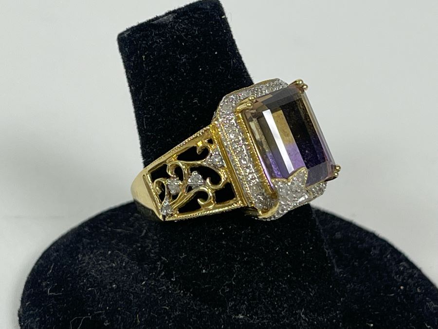 10K Gold Ametrine Diamond Ring Size 7 5g FMV $225 Retail $675 [Photo 1]