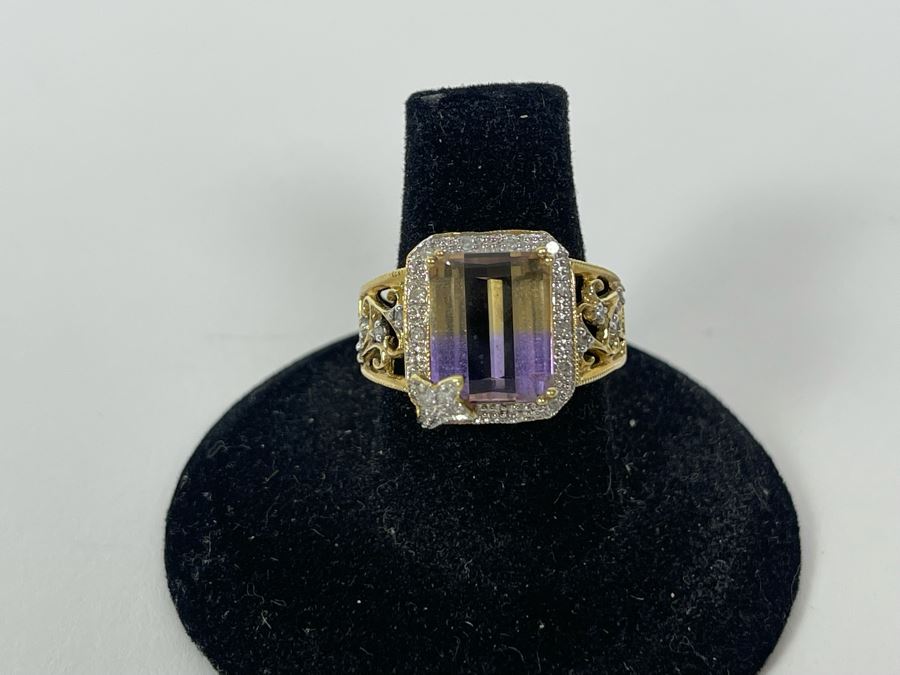 10K Gold Ametrine Diamond Ring Size 7 5g FMV $225 Retail $675 [Photo 4]