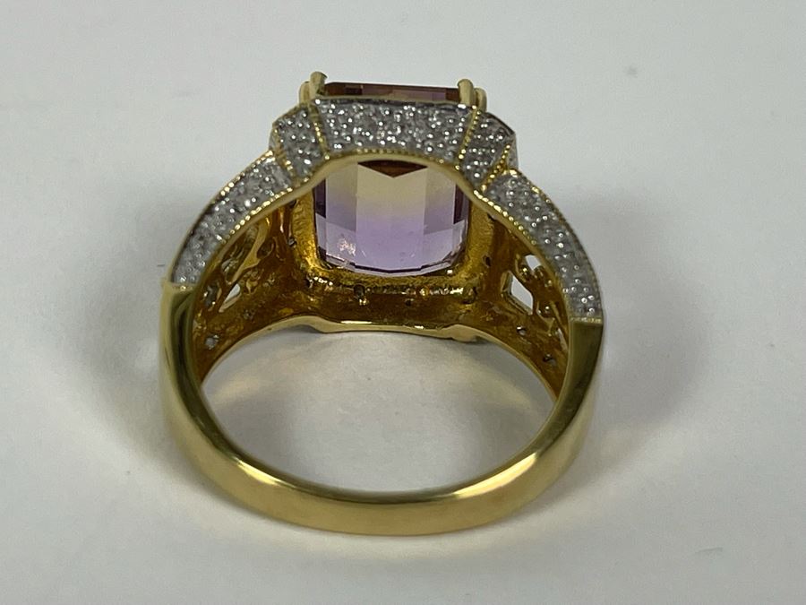 10K Gold Ametrine Diamond Ring Size 7 5g FMV $225 Retail $675 [Photo 14]