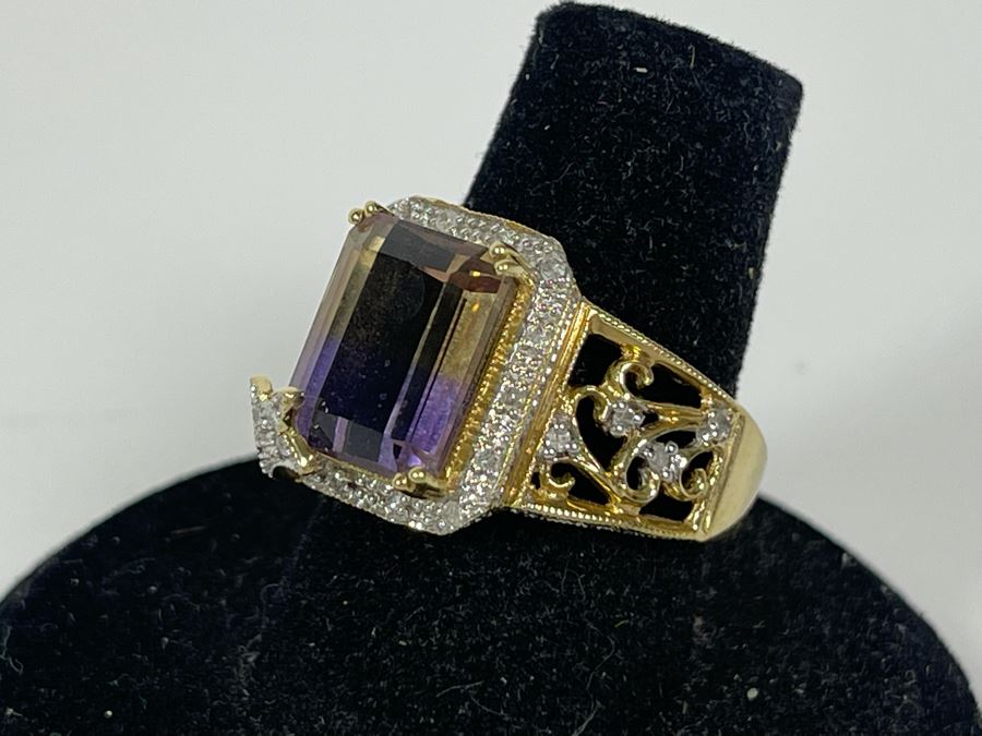 10K Gold Ametrine Diamond Ring Size 7 5g FMV $225 Retail $675 [Photo 9]