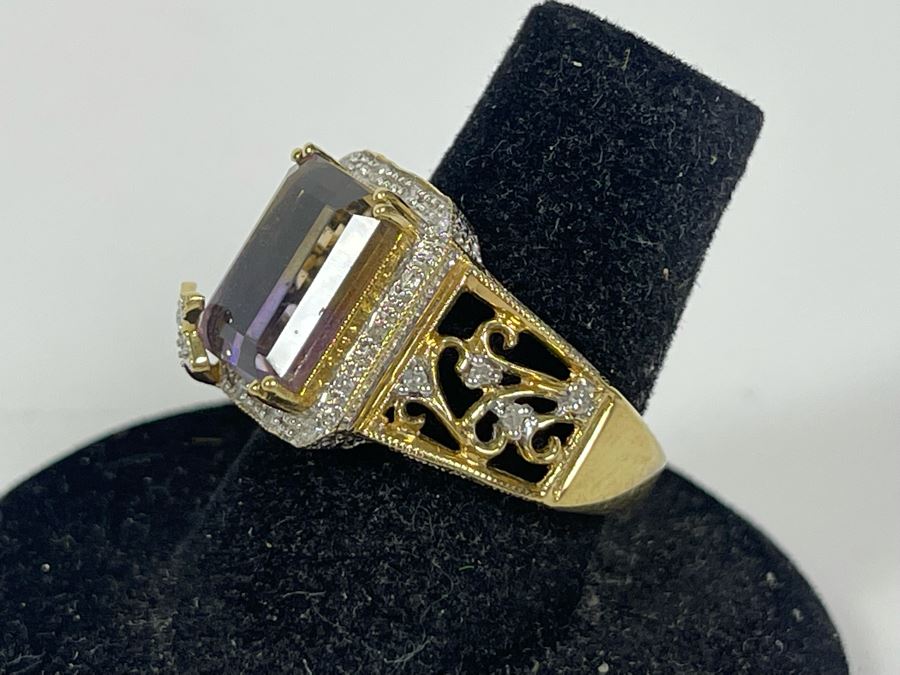 10K Gold Ametrine Diamond Ring Size 7 5g FMV $225 Retail $675 [Photo 8]