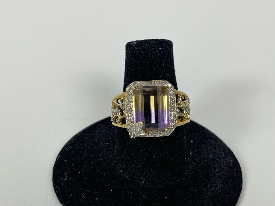 10K Gold Ametrine Diamond Ring Size 7 5g FMV $225 Retail $675 [Photo 6]