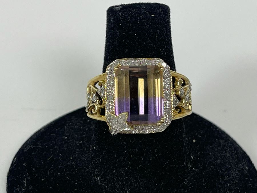 10K Gold Ametrine Diamond Ring Size 7 5g FMV $225 Retail $675 [Photo 7]