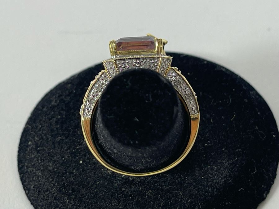 10K Gold Ametrine Diamond Ring Size 7 5g FMV $225 Retail $675 [Photo 10]