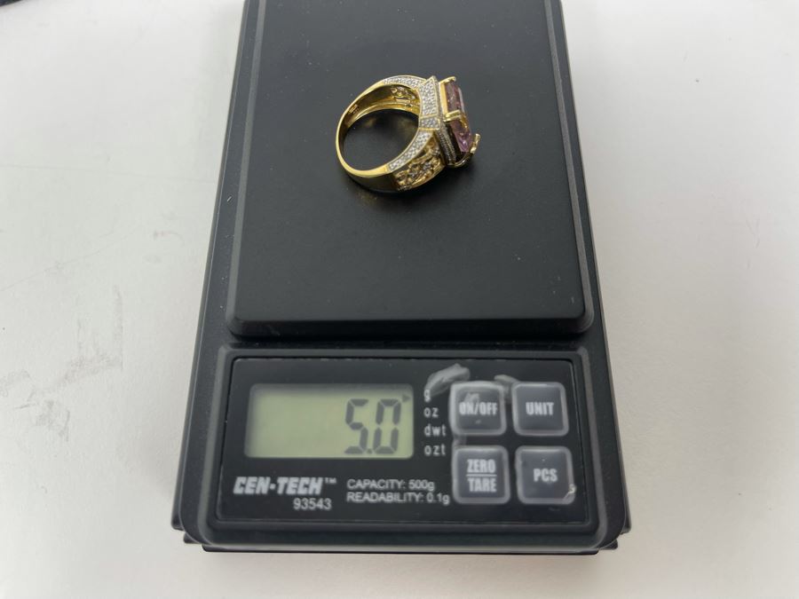 10K Gold Ametrine Diamond Ring Size 7 5g FMV $225 Retail $675 [Photo 16]