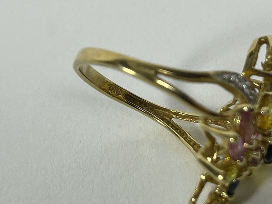 10K Gold Sapphire Diamond Ring Size 7.5 3.6g [Photo 24]