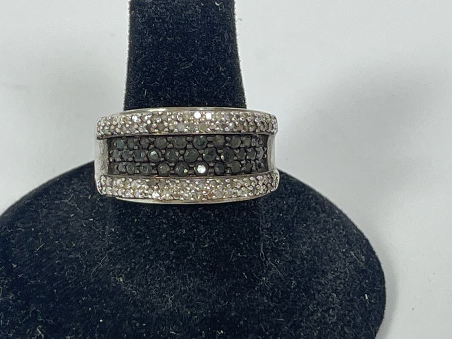 Sterling Silver Diamond Ring Size 7.5 7.1g [Photo 8]