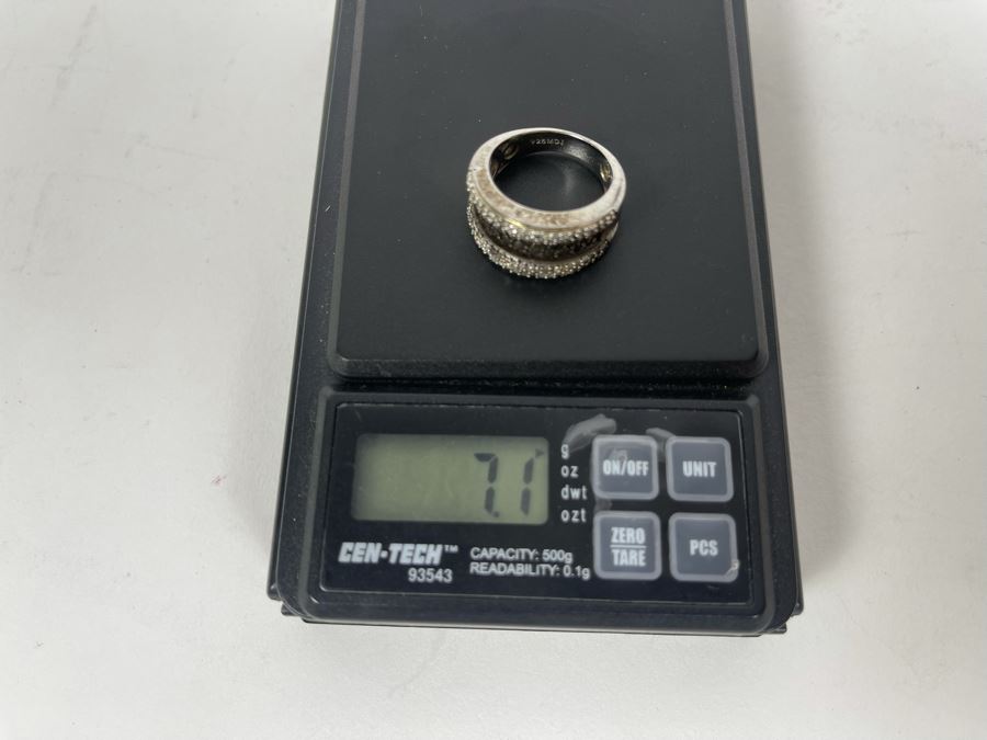 Sterling Silver Diamond Ring Size 7.5 7.1g [Photo 10]