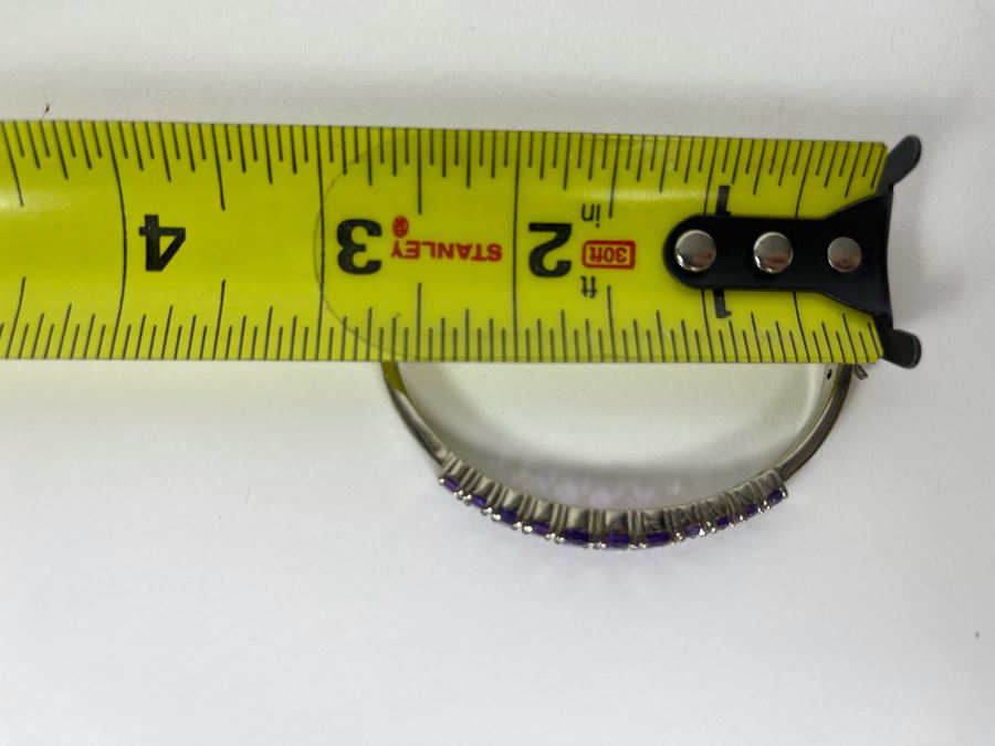 Sterling Silver Amethyst Bangle Bracelet 2.5W 18.3g [Photo 9]