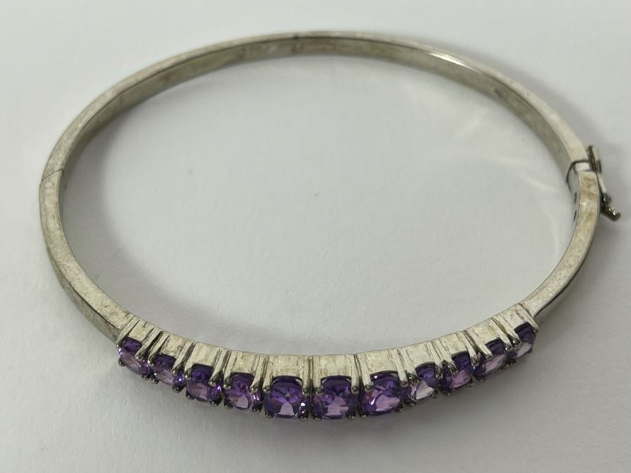 Sterling Silver Amethyst Bangle Bracelet 2.5W 18.3g [Photo 4]