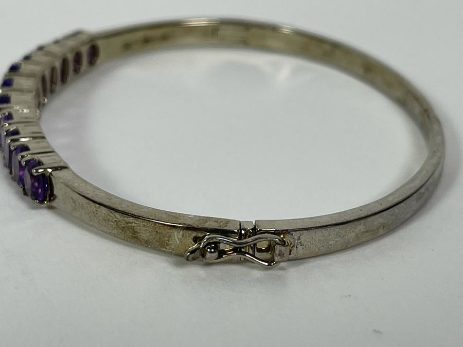 Sterling Silver Amethyst Bangle Bracelet 2.5W 18.3g [Photo 5]