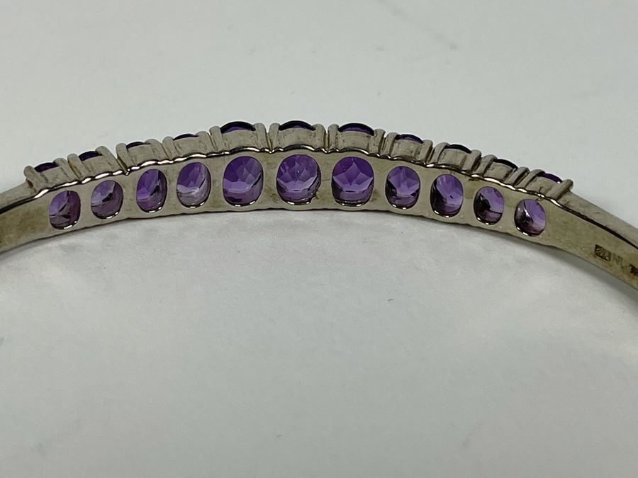 Sterling Silver Amethyst Bangle Bracelet 2.5W 18.3g [Photo 7]