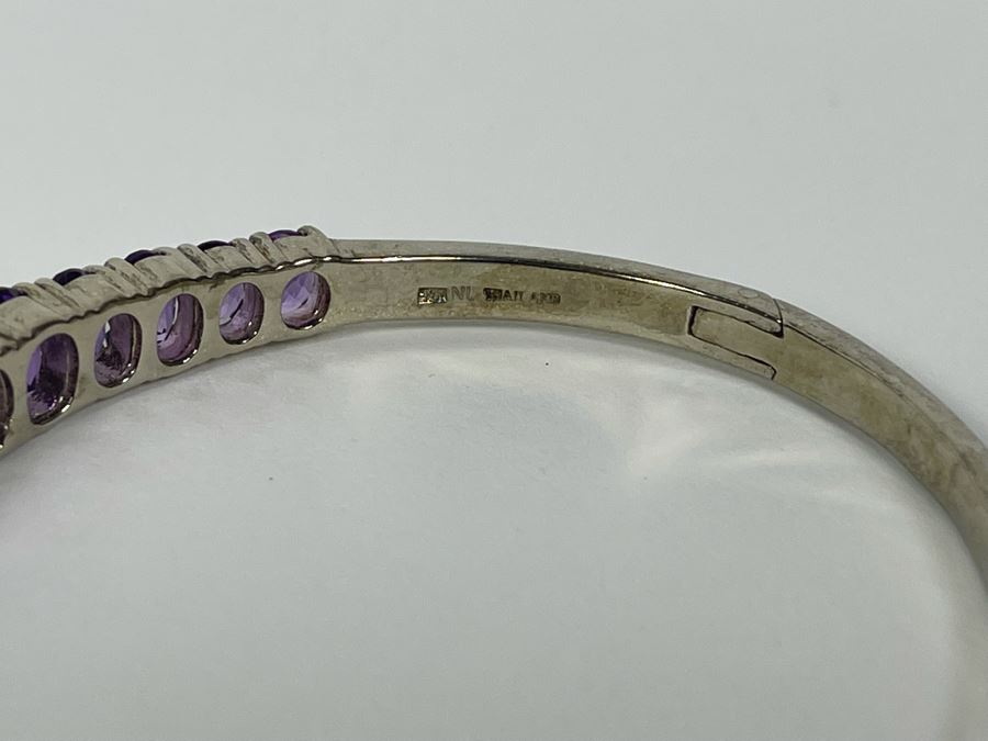 Sterling Silver Amethyst Bangle Bracelet 2.5W 18.3g [Photo 6]