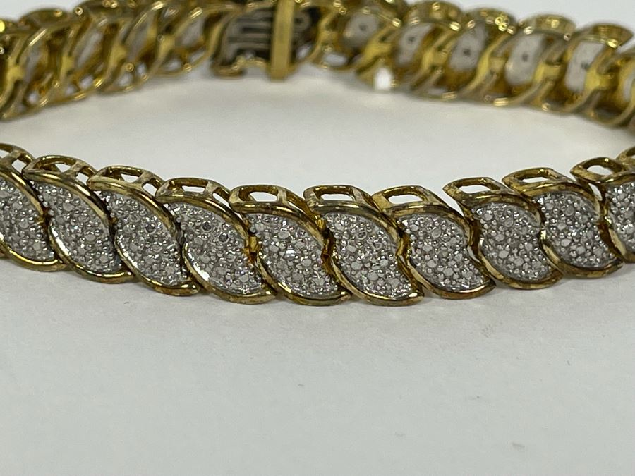Sterling Silver Diamond Bracelet 7.5L 23.6g [Photo 7]