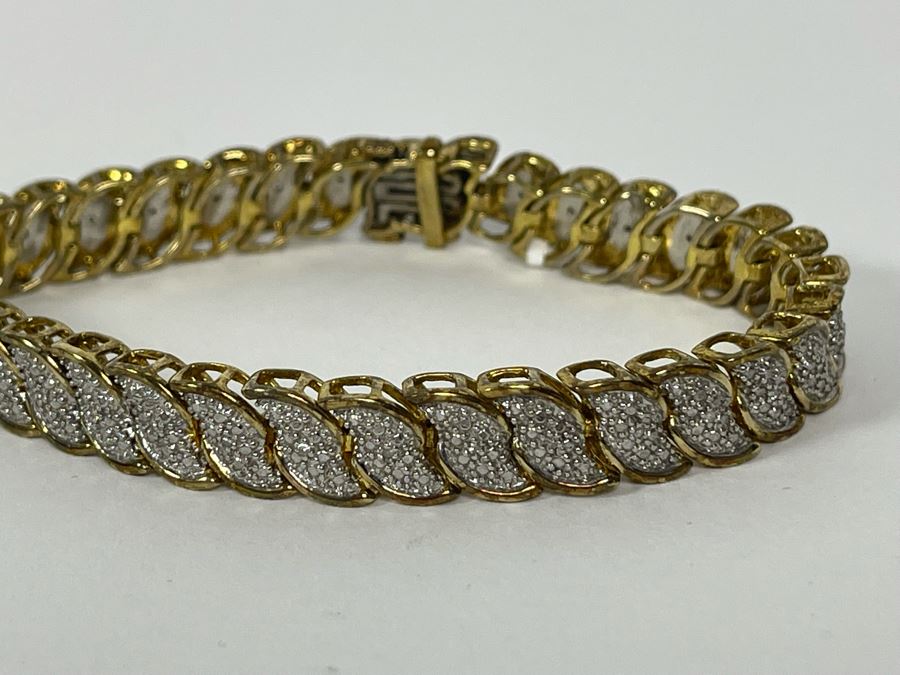 Sterling Silver Diamond Bracelet 7.5L 23.6g [Photo 6]