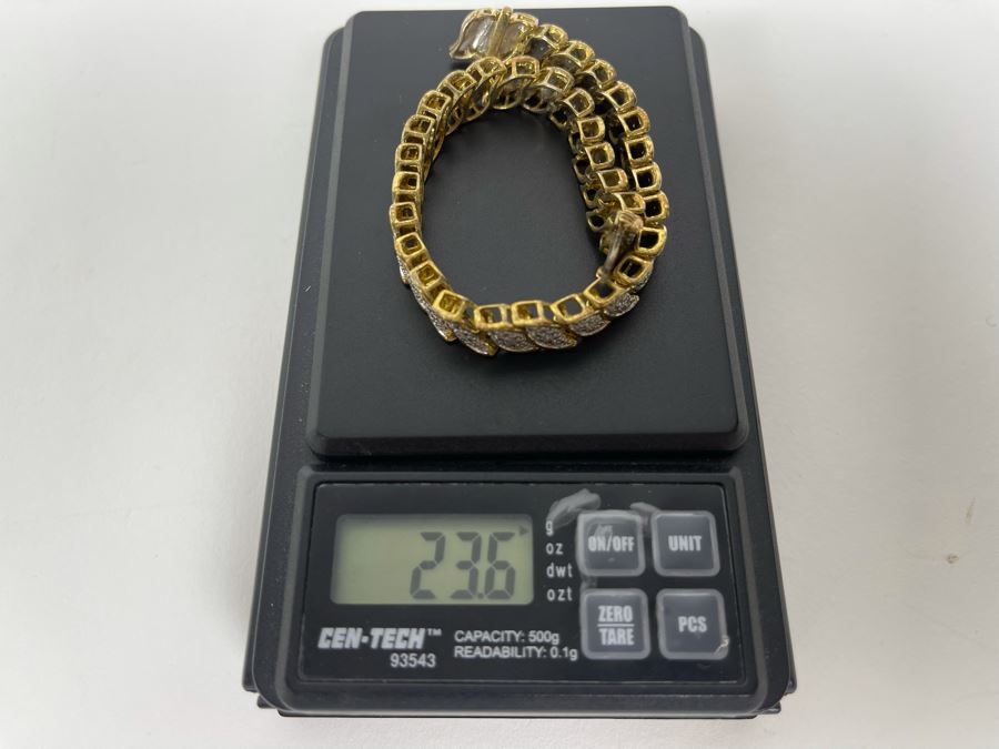 Sterling Silver Diamond Bracelet 7.5L 23.6g [Photo 13]