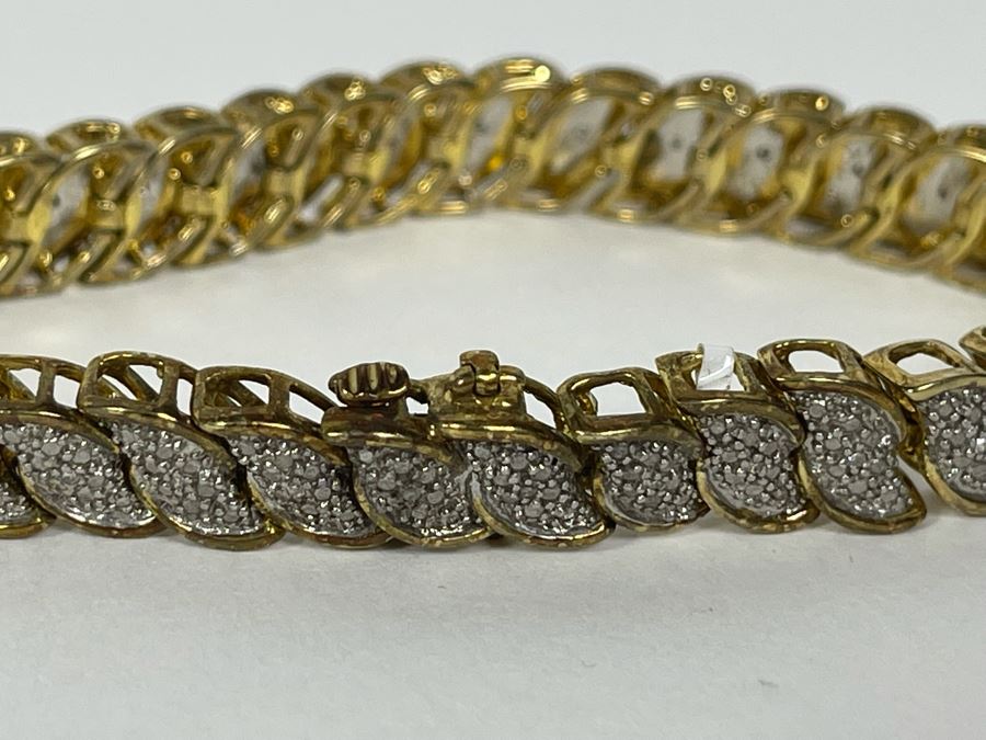 Sterling Silver Diamond Bracelet 7.5L 23.6g [Photo 10]