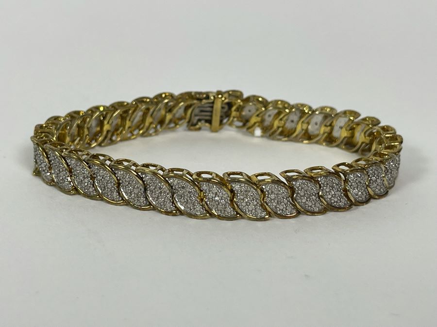 Sterling Silver Diamond Bracelet 7.5L 23.6g [Photo 3]