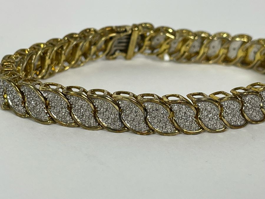 Sterling Silver Diamond Bracelet 7.5L 23.6g [Photo 5]