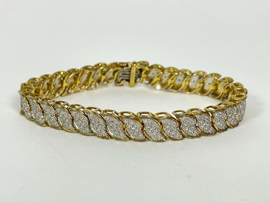 Sterling Silver Diamond Bracelet 7.5L 23.6g [Photo 2]