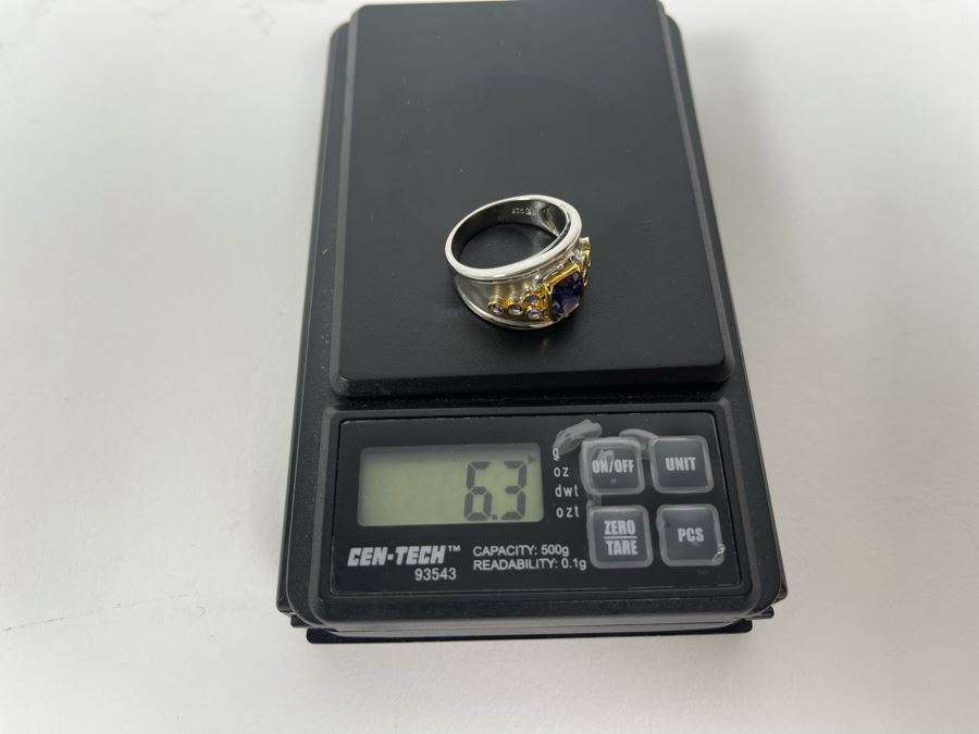 Sterling Silver Amethyst Tanzanite Ring Size 8.5 6.3g [Photo 10]