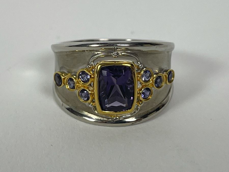 Sterling Silver Amethyst Tanzanite Ring Size 8.5 6.3g [Photo 7]