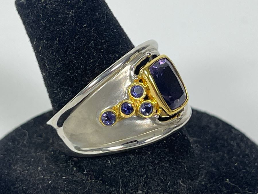 Sterling Silver Amethyst Tanzanite Ring Size 8.5 6.3g [Photo 3]