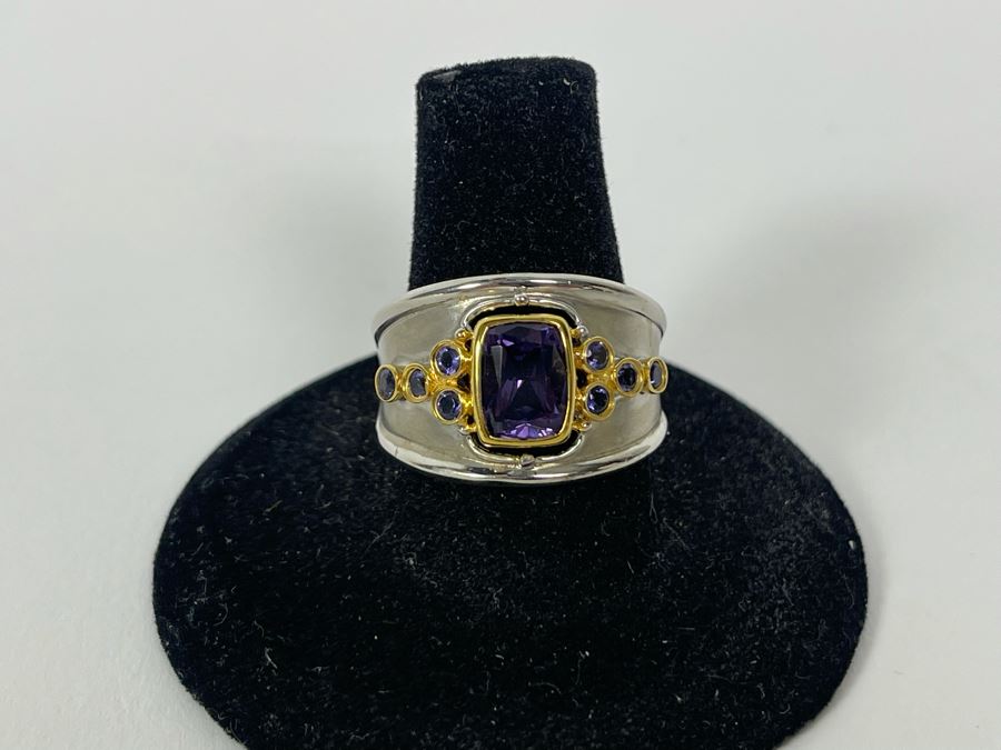 Sterling Silver Amethyst Tanzanite Ring Size 8.5 6.3g [Photo 5]