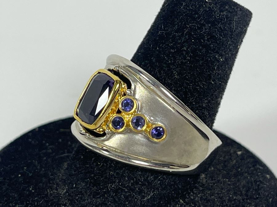 Sterling Silver Amethyst Tanzanite Ring Size 8.5 6.3g [Photo 4]
