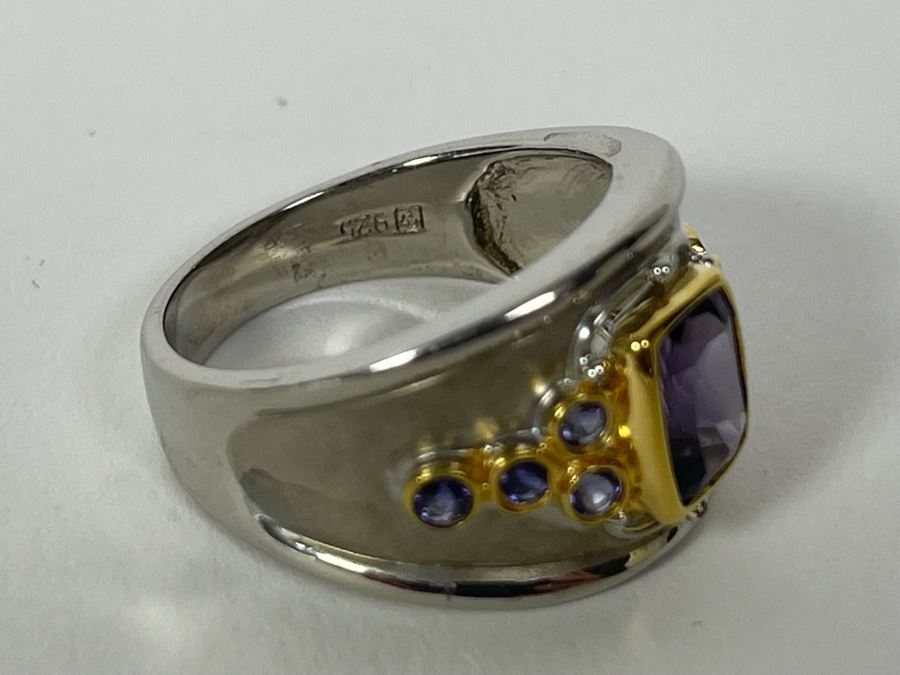 Sterling Silver Amethyst Tanzanite Ring Size 8.5 6.3g [Photo 8]