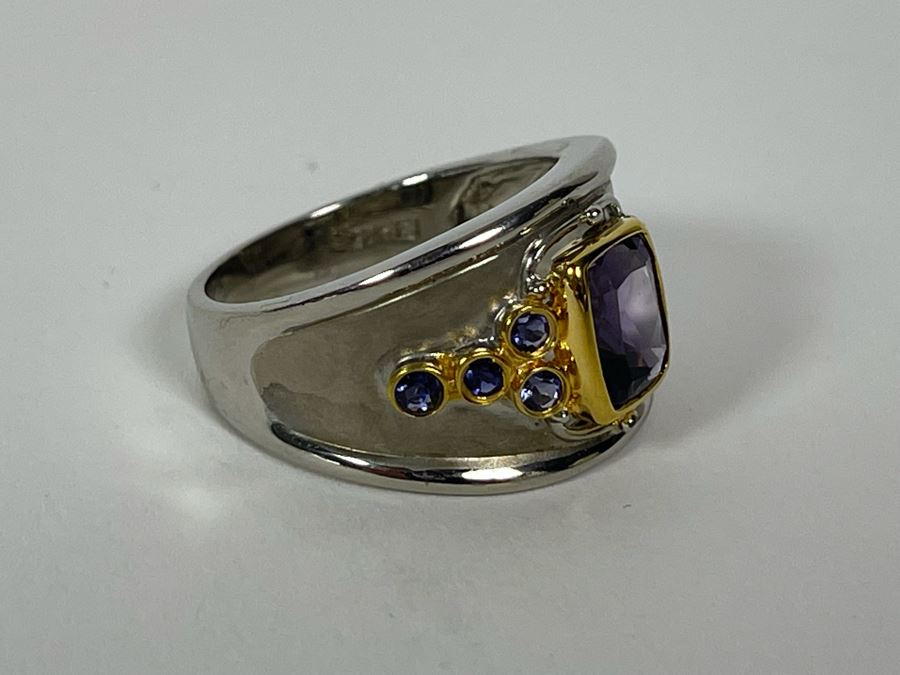 Sterling Silver Amethyst Tanzanite Ring Size 8.5 6.3g