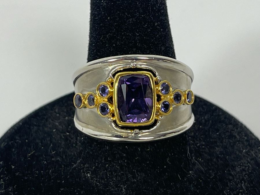 Sterling Silver Amethyst Tanzanite Ring Size 8.5 6.3g [Photo 2]