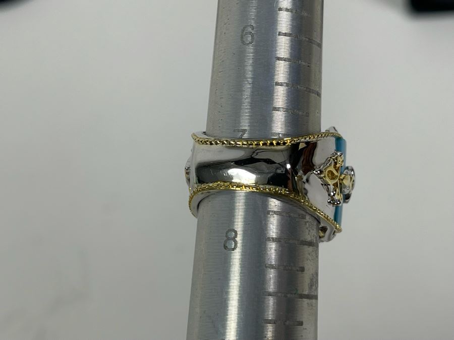 Sterling Silver Topaz Ring Size 7.25 14.1g [Photo 13]