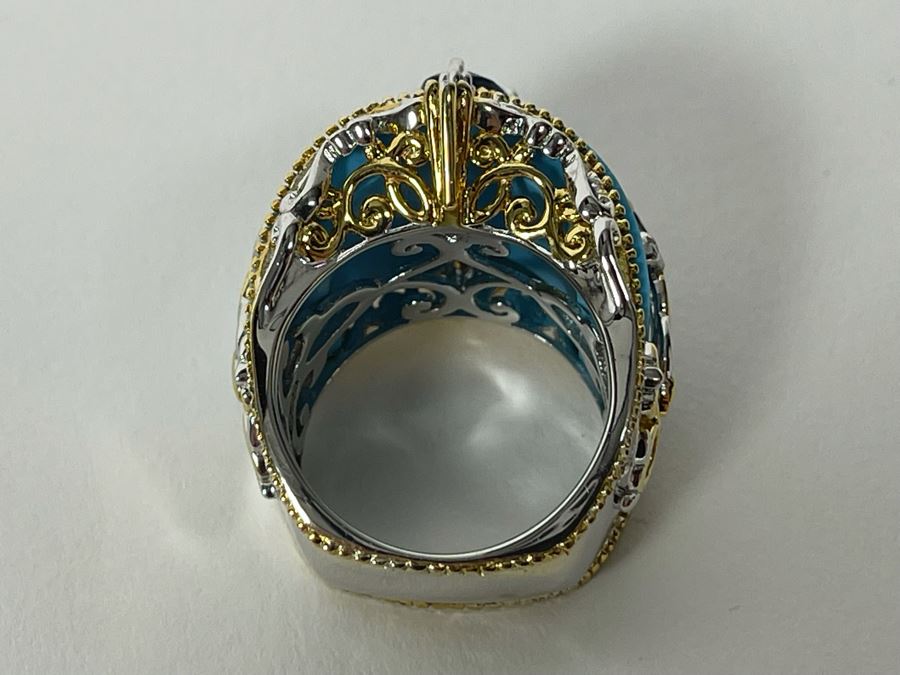 Sterling Silver Topaz Ring Size 7.25 14.1g [Photo 11]