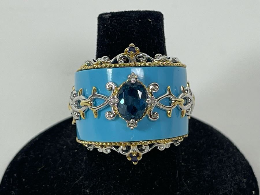 Sterling Silver Topaz Ring Size 7.25 14.1g [Photo 2]