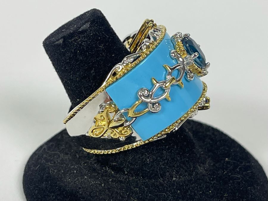 Sterling Silver Topaz Ring Size 7.25 14.1g [Photo 4]