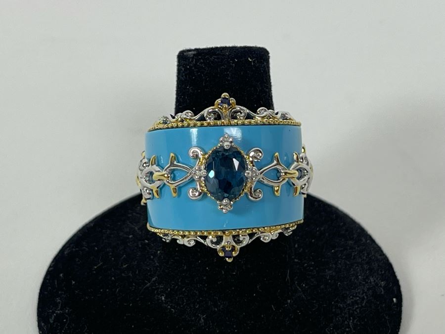 Sterling Silver Topaz Ring Size 7.25 14.1g [Photo 5]