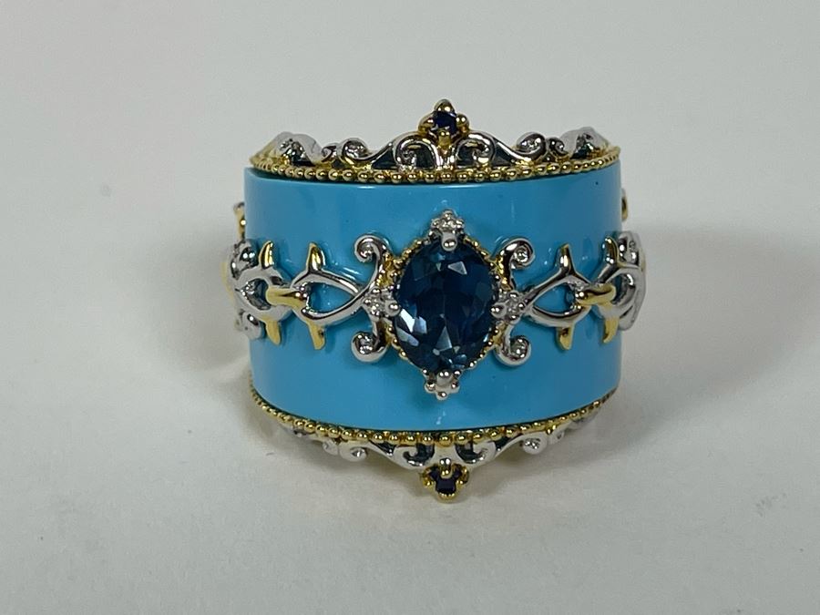 Sterling Silver Topaz Ring Size 7.25 14.1g [Photo 8]