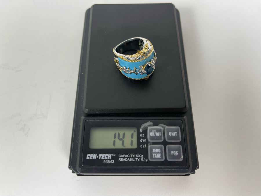 Sterling Silver Topaz Ring Size 7.25 14.1g [Photo 12]