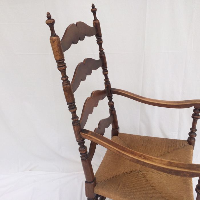 Large Ladder Back Woven Seat Arm Chair [Photo 8]