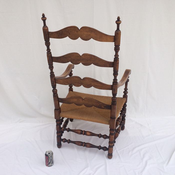 Large Ladder Back Woven Seat Arm Chair [Photo 9]