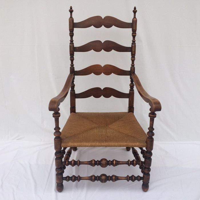Large Ladder Back Woven Seat Arm Chair [Photo 1]