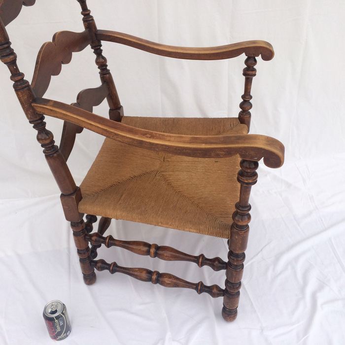 Large Ladder Back Woven Seat Arm Chair [Photo 7]