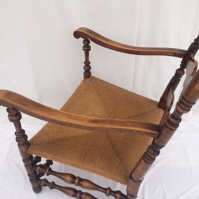 Large Ladder Back Woven Seat Arm Chair [Photo 14]